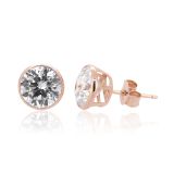 EARRING S/S 6mm CZ RGP RUBOVER