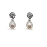 EARRING S/S CZ & F/WATER PEARL