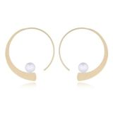 EARRINGS S/S GOLD HOOP & PEARL