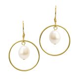 EARRINGS S/S & GP CIRCLE PEARL