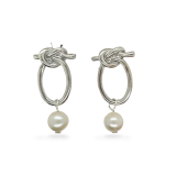 EARRINGS S/S OVAL KNOT PEARL