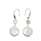 EARRING S/S & RND DISC PEARL