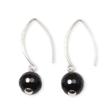 EARRINGS S/S BLACK AGATE FACET