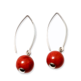 EARRINGS S/S RED CORAL 10mm