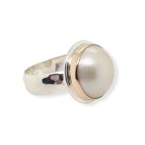 RING S/S & 14CT R/G PEARL HAMM
