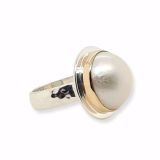 RING S/S & 14CT Y/G PEARL H/M