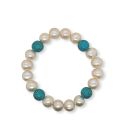 BRACELET PEARL & TURQ STRETCH