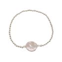 BRACELET S/S & FW COIN PEARL