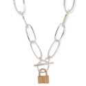 NECKLACE S/S & RGP PADLOCK 50C