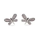 EARRINGS S/S CZ MED BUTTERFLY