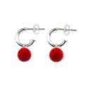 EARRINGS S/S HUGGIES RED CORAL