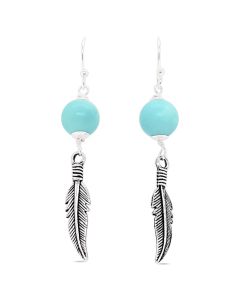 EARRINGS S/S TURQUOISE FEATHER