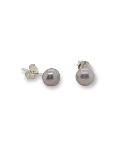 STUDS S/S & SILVER 6mm PEARL