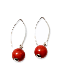 EARRINGS S/S RED CORAL 10mm