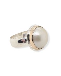 RING S/S & 14CT R/G PEARL HAMM